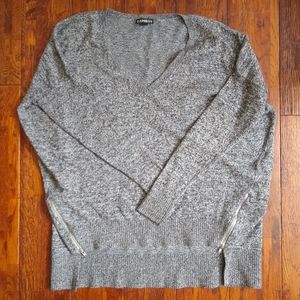 Express hi lo sweater zipper grey xs dolman